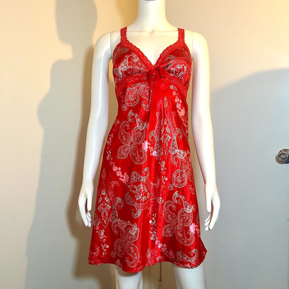 Vintage Y2K 90s Babydoll Slip Dress L Satin Fairy Whismigoth Vampy Coquette Mini